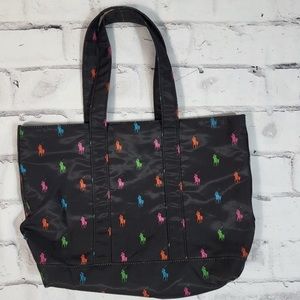 RALPH LAUREN Polo Colorful Logo Nylon Tote Shopper Bag